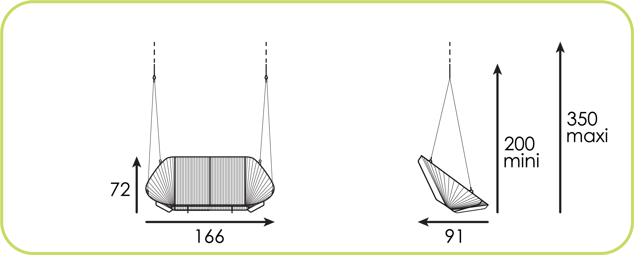 Dimensions Balancelle Sofa Acapulco