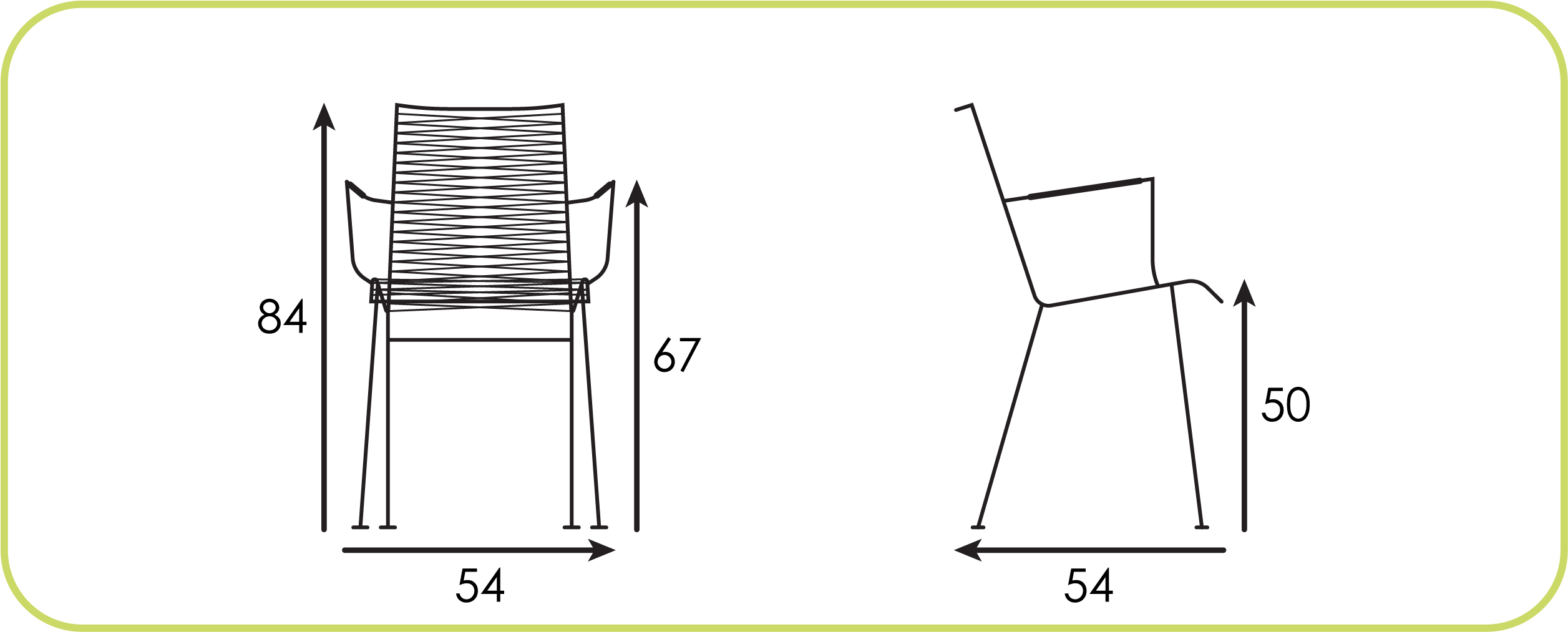 Dimensions Mazunte Chair with armrest