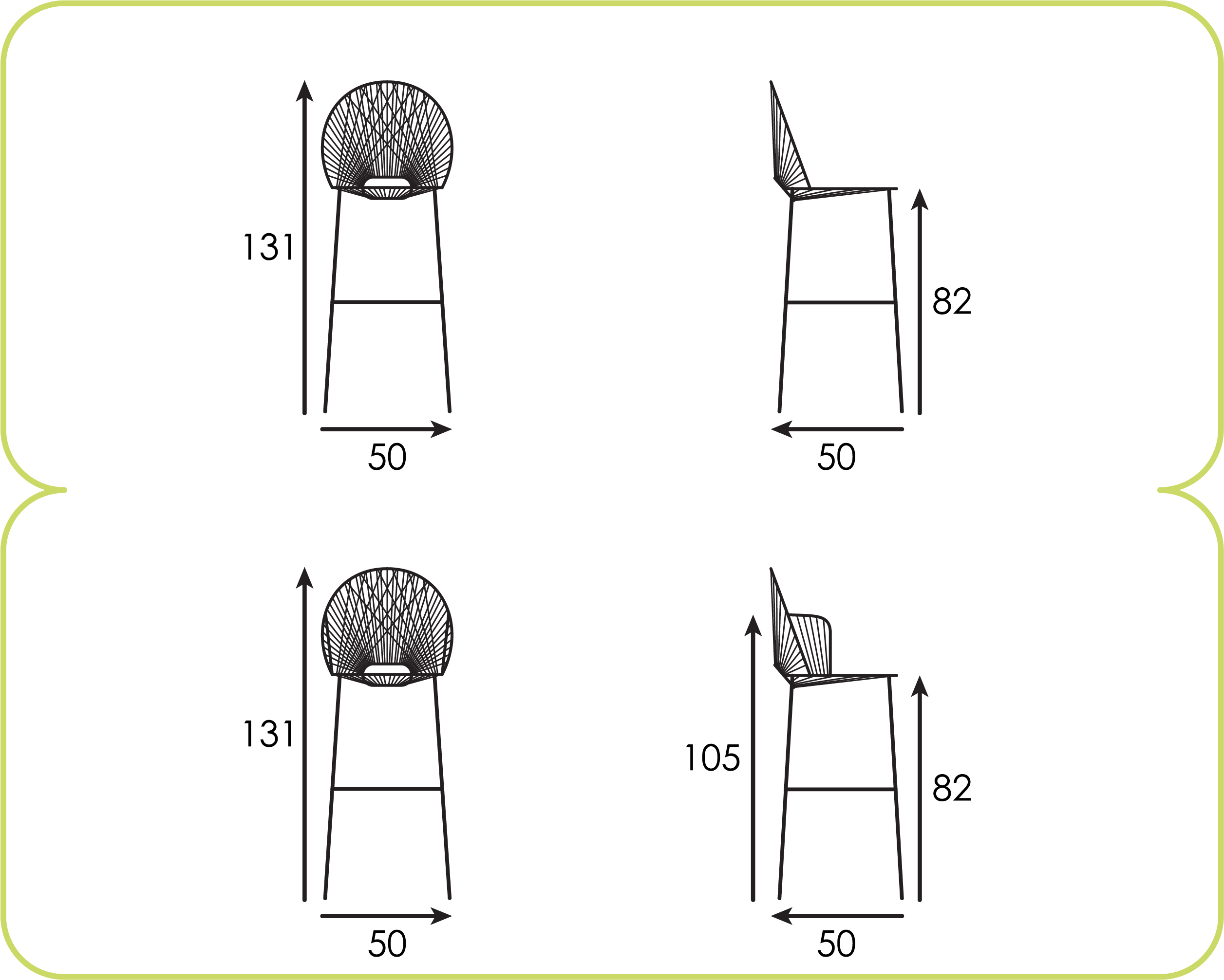 Nacre high stool dimensions