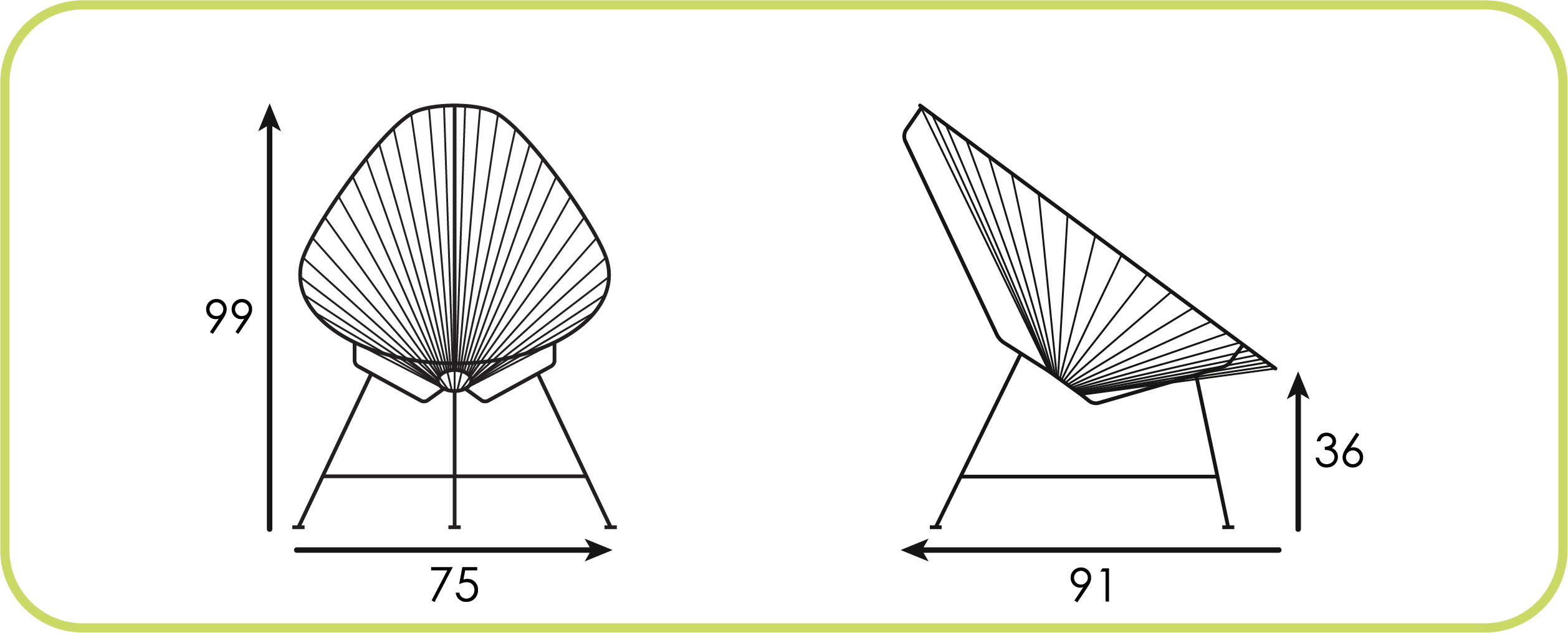 Dimensions Acapuclo Chair - Tripod Version